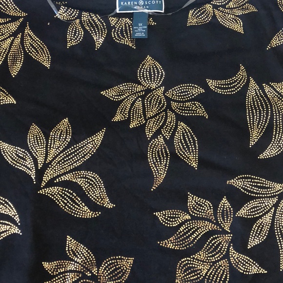 Karen Scott Black/Gold Boatneck Cuff Top 0X 1X 2X - Picture 3 of 3